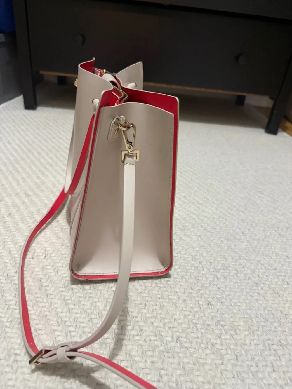 kate spade Cream and Hot Pink Leather Shoulder Tote